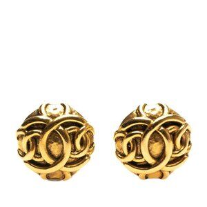 CHANEL Gold Logo Earrings